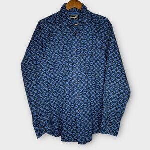 Wrangler Blue Diamond Black Pearl Snap Long Sleeve Western Shirt Men's‎ Large